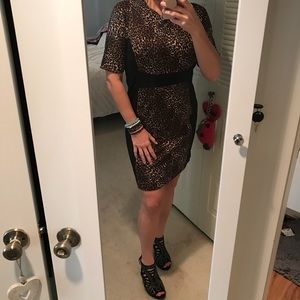 Michael Kors Leopard and Black Cocktail Dress